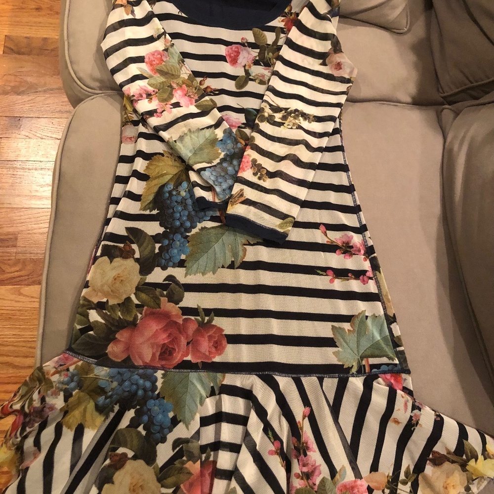 Juicy Couture Striped Floral Cocktail Dress